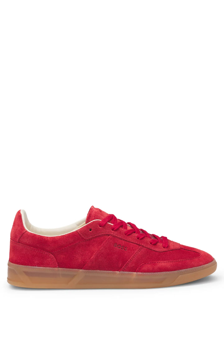 BOSS Suede lace-up trainers with logo detail