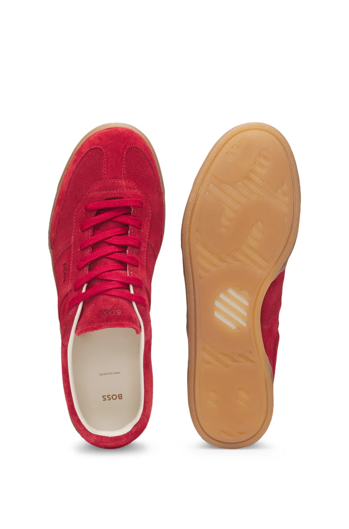 BOSS Suede lace-up trainers with logo detail