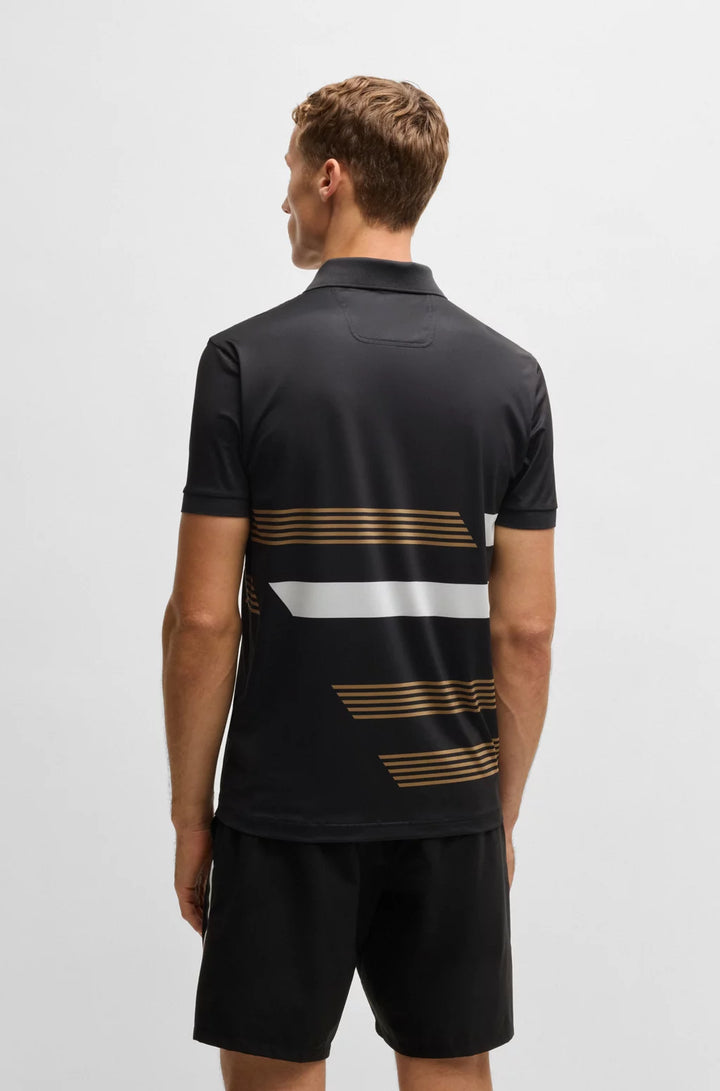 BOSS PADDY STRETCH-JERSEY POLO SHIRT WITH STRIPE PRINT