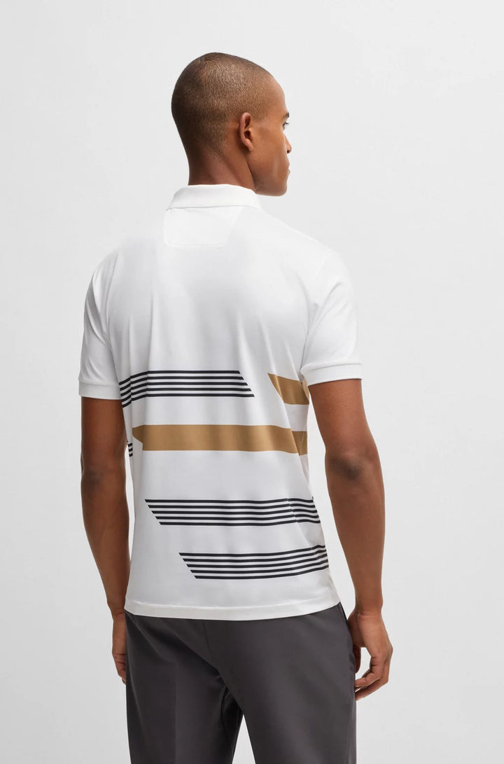BOSS PADDY STRETCH-JERSEY POLO SHIRT WITH STRIPE PRINT