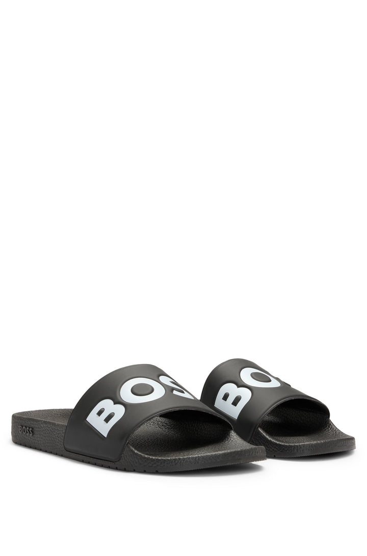 Boss Italian-made slides with large logo detail
