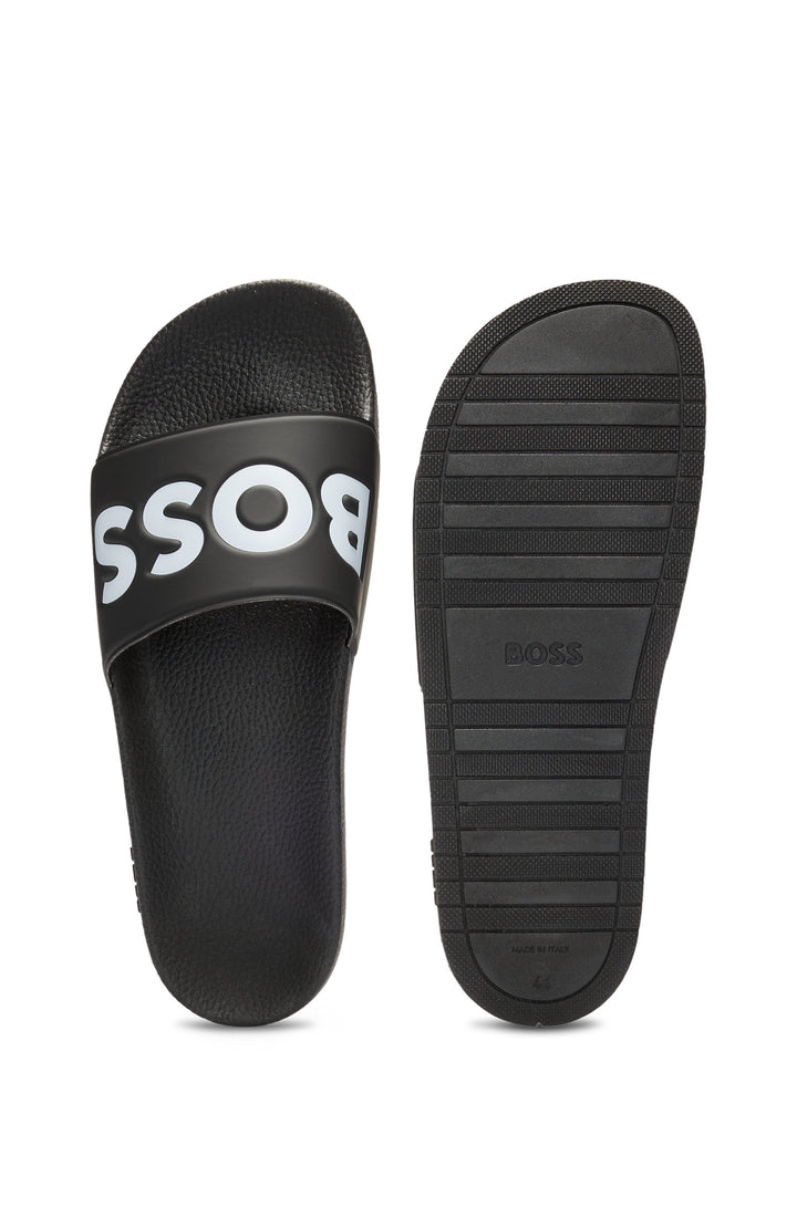 Boss Italian-made slides with large logo detail