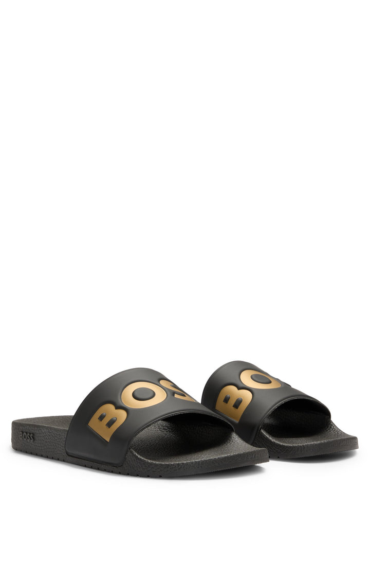 Boss Italian-made slides with large logo detail
