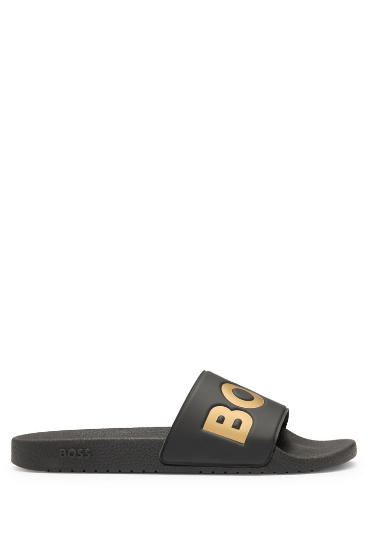 Boss Italian-made slides with large logo detail