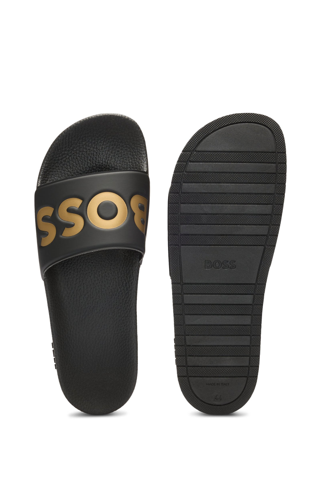 Boss Italian-made slides with large logo detail