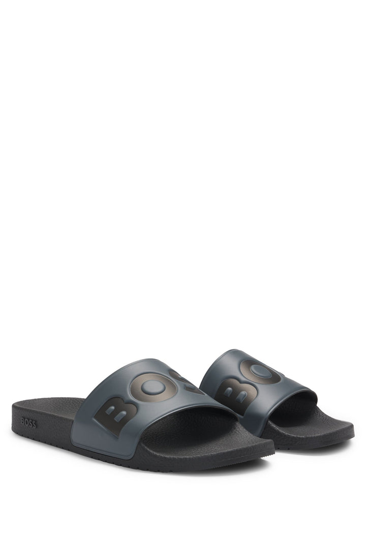 Boss Italian-made slides with large logo detail
