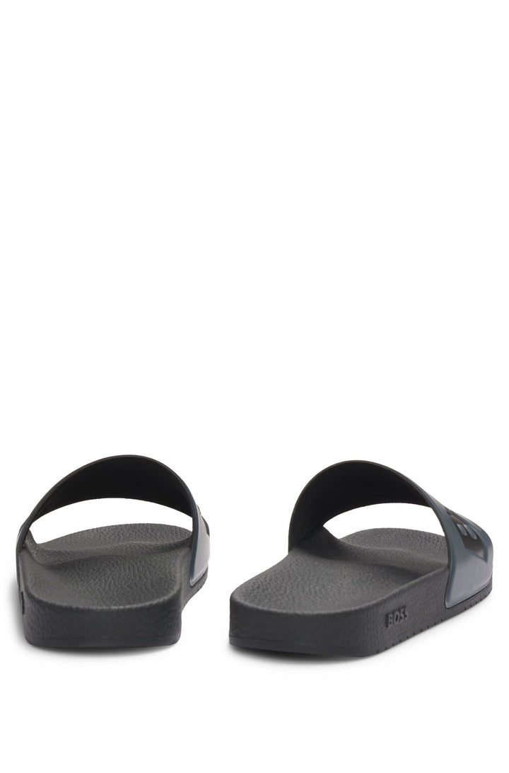 Boss Italian-made slides with large logo detail