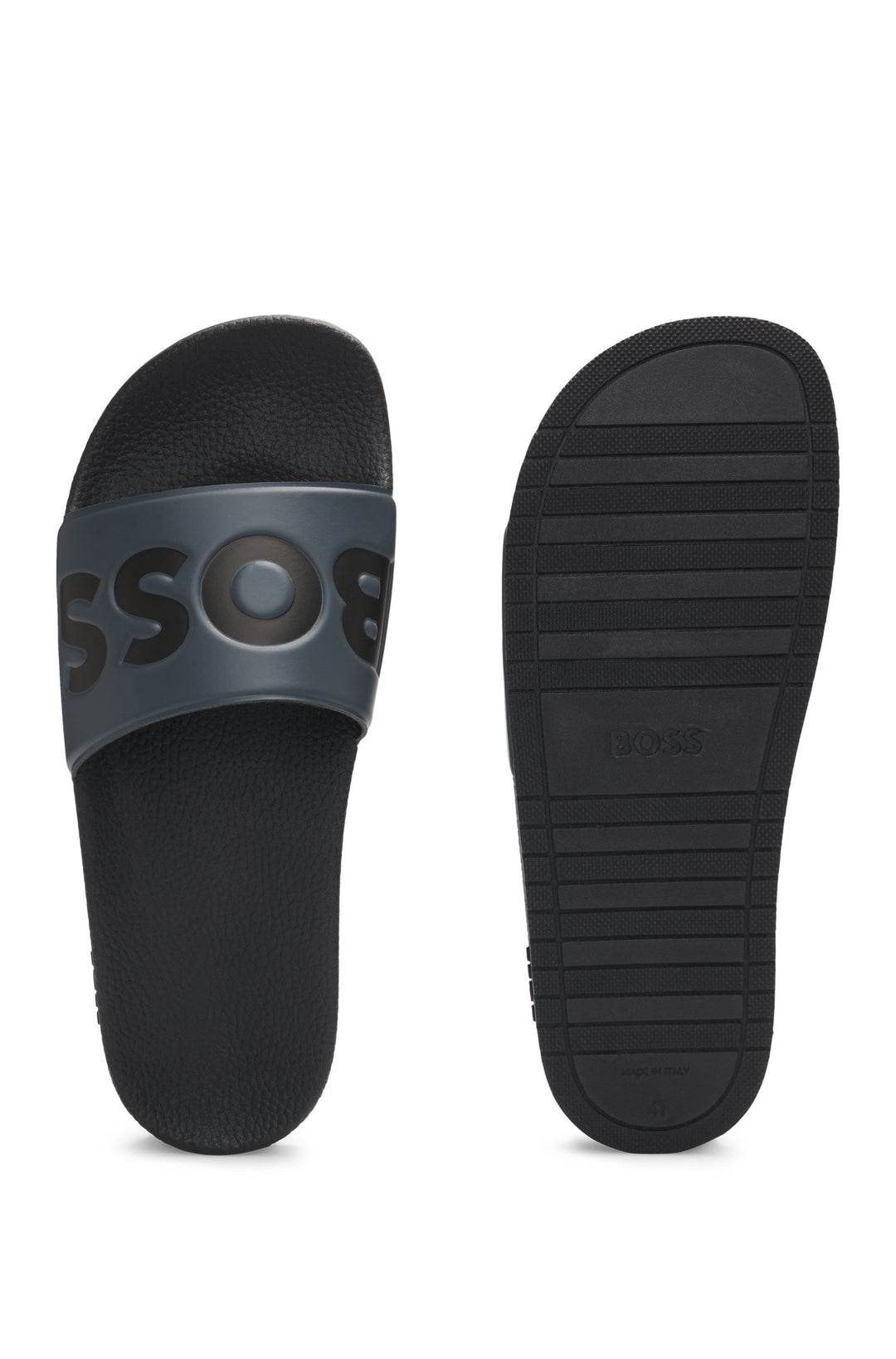 Boss Italian-made slides with large logo detail