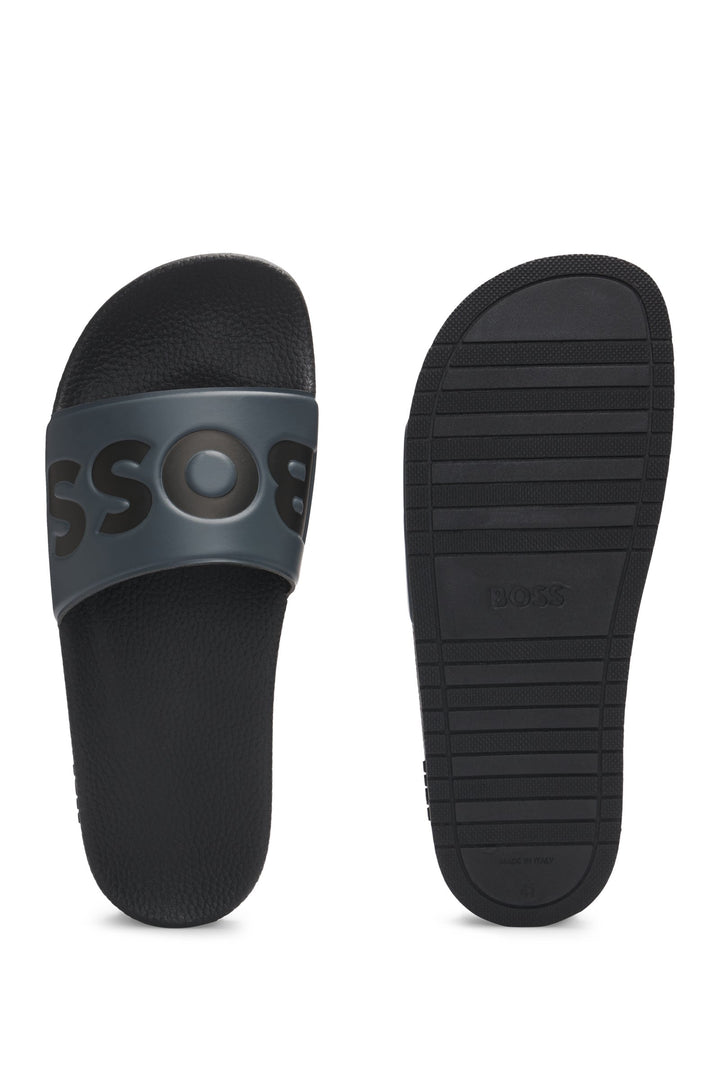 Boss Italian-made slides with large logo detail