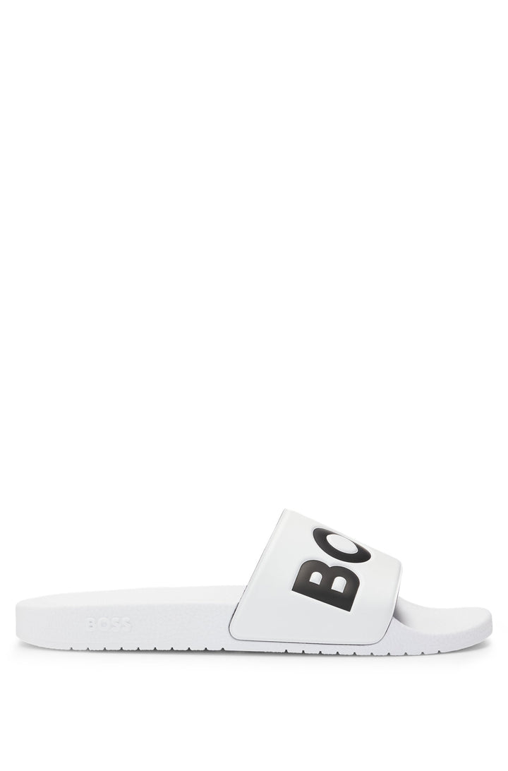 Boss Italian-made slides with large logo detail