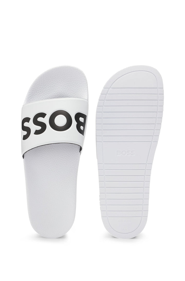 Boss Italian-made slides with large logo detail