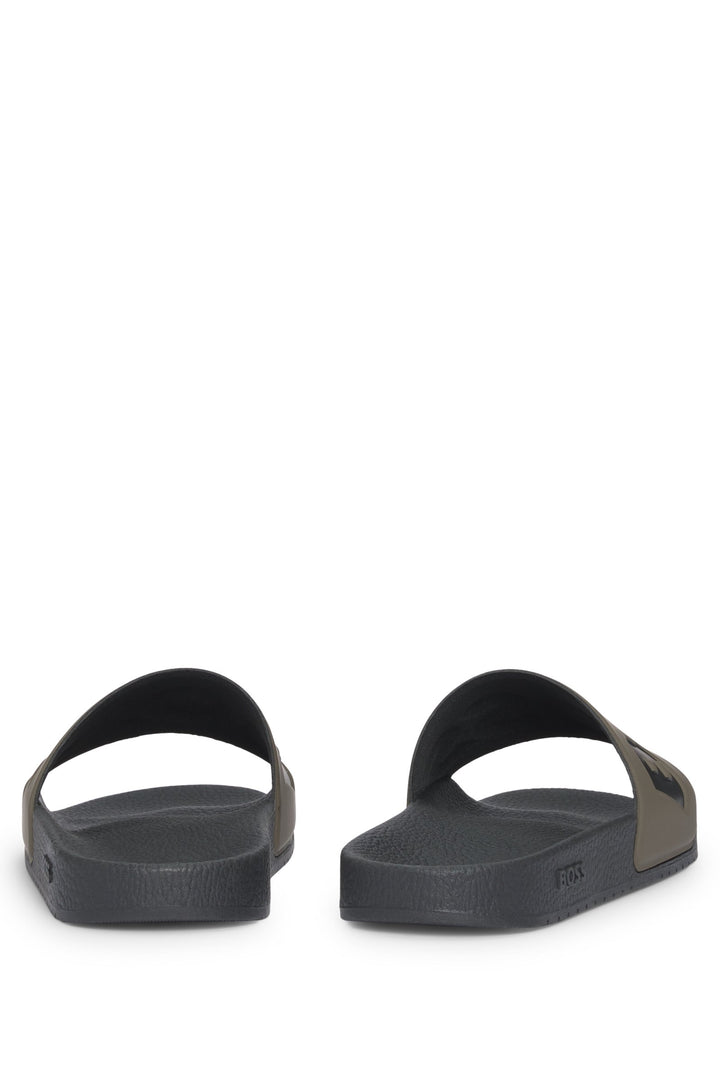 Boss Italian-made slides with large logo detail
