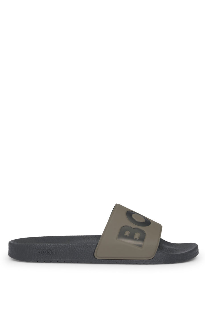 Boss Italian-made slides with large logo detail