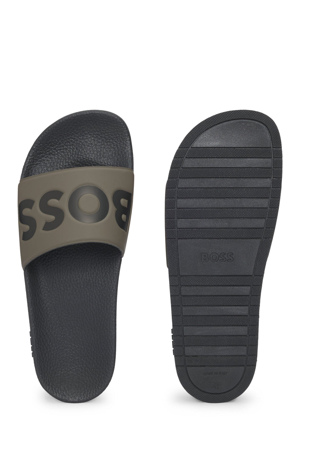 Boss Italian-made slides with large logo detail
