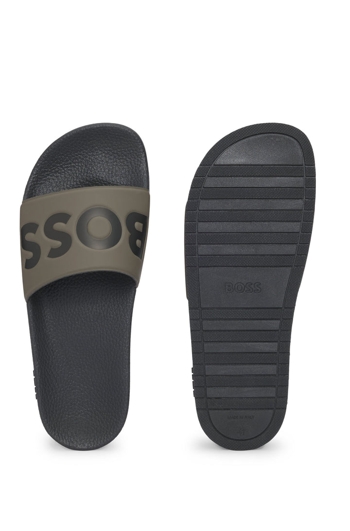 Boss Italian-made slides with large logo detail