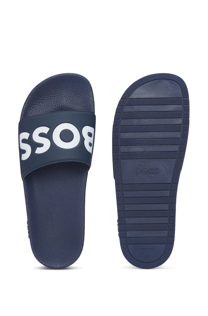 Boss Italian-made slides with large logo detail