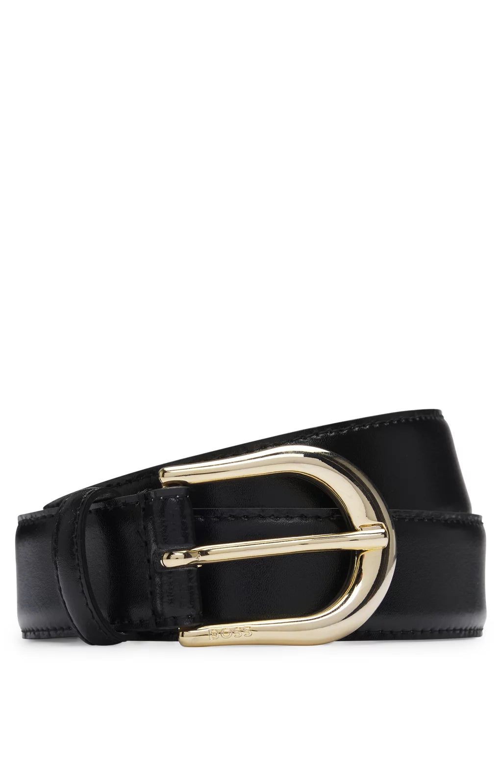 BOSS ITALIAN-LEATHER BELT WITH LOGO BUCKLE