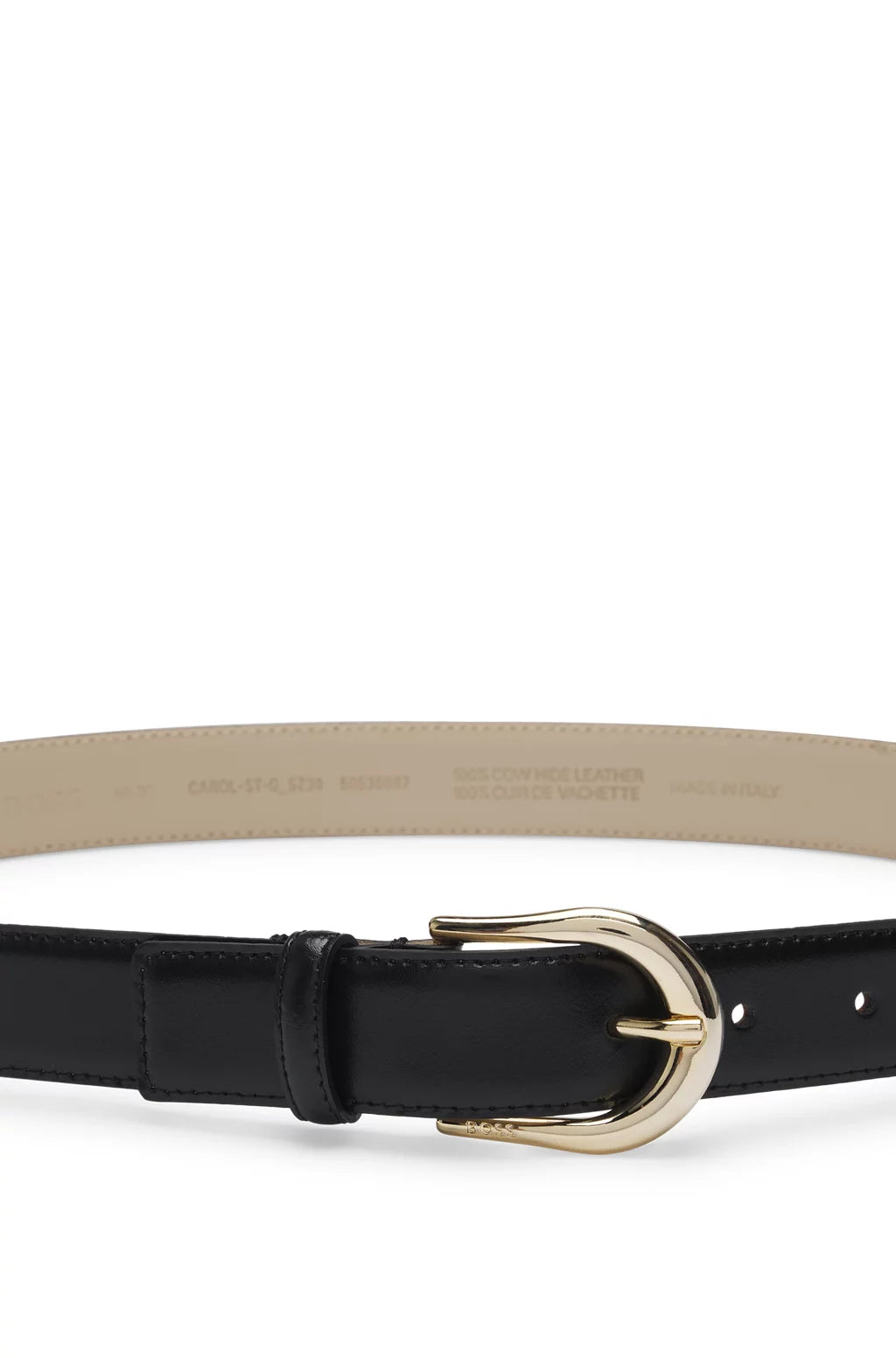 BOSS ITALIAN-LEATHER BELT WITH LOGO BUCKLE