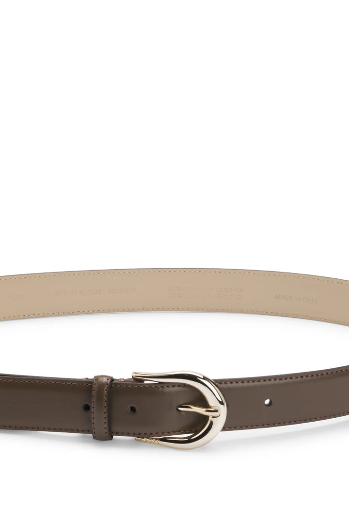 BOSS ITALIAN-LEATHER BELT WITH LOGO BUCKLE