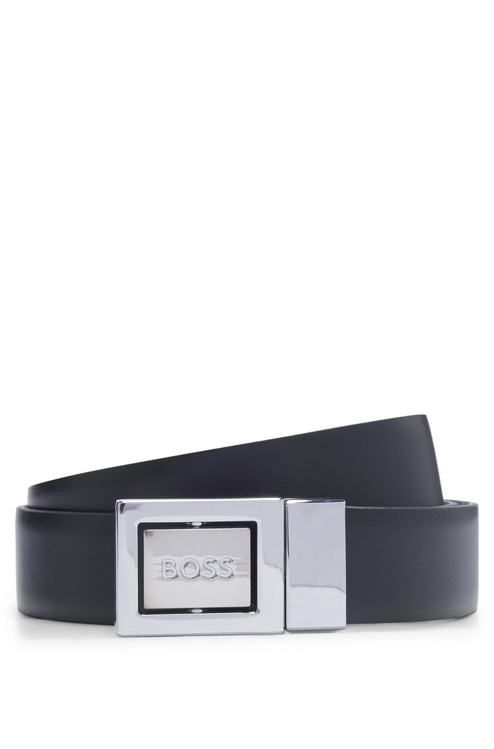 Boss Reversible belt in plain and structured leather