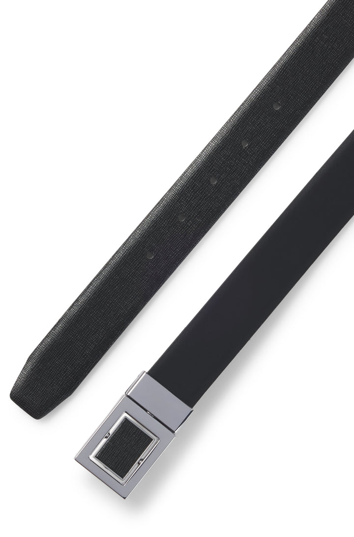 Boss Reversible belt in plain and structured leather