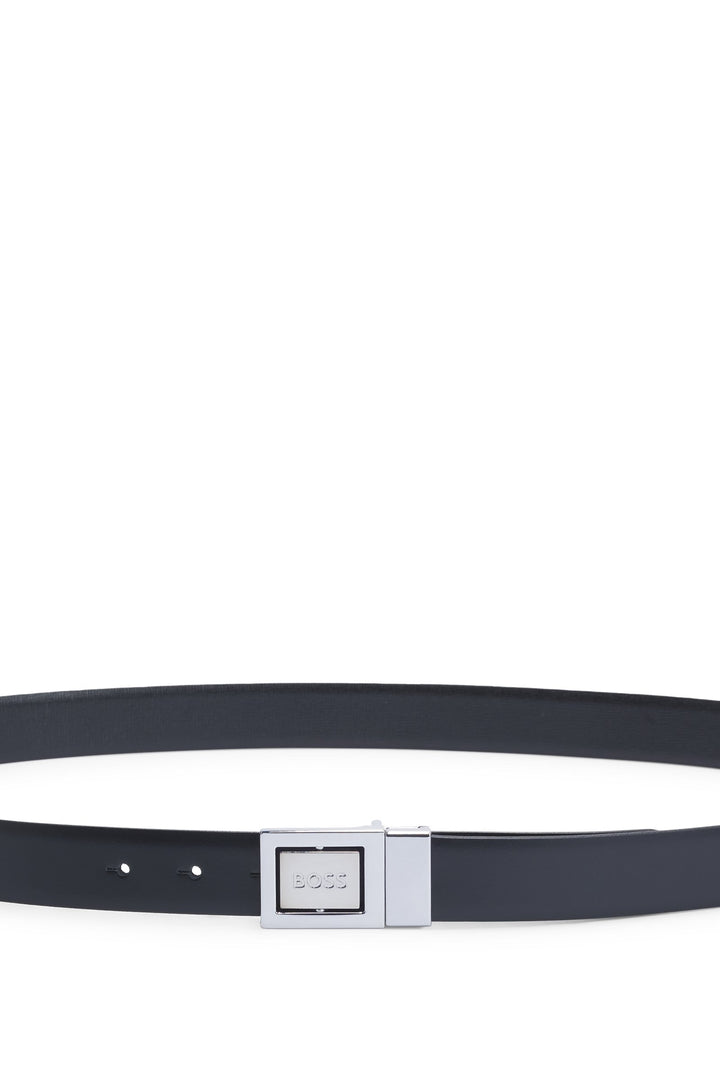 Boss Reversible belt in plain and structured leather