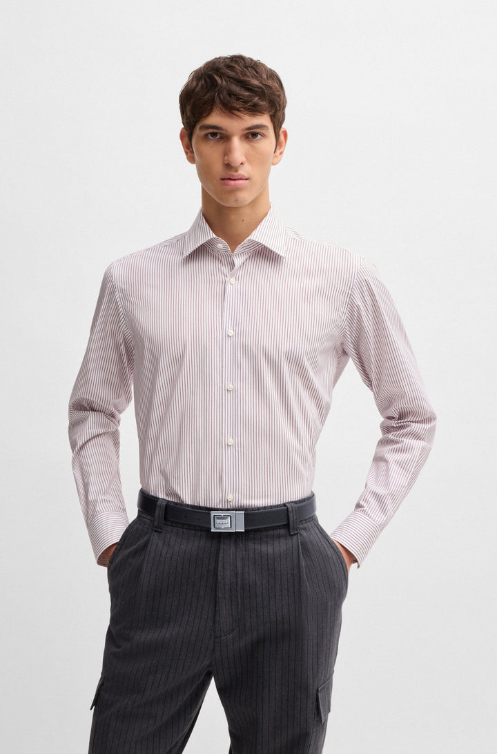 Boss Reversible belt in plain and structured leather