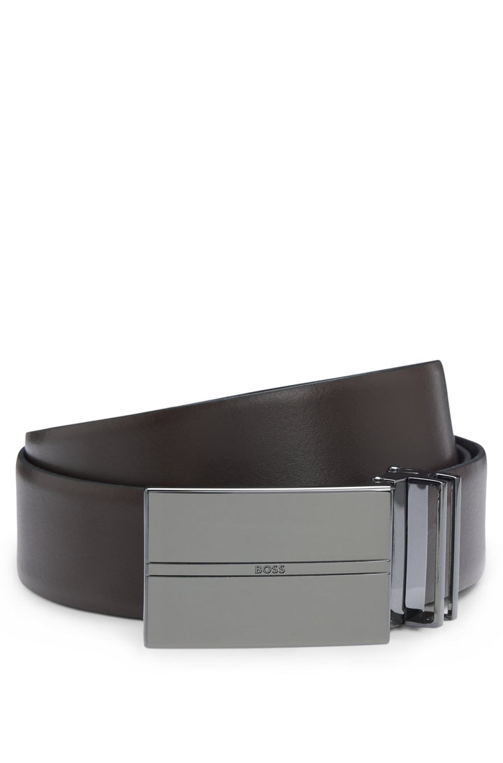 Boss Reversible Italian-leather belt with interchangeable buckles