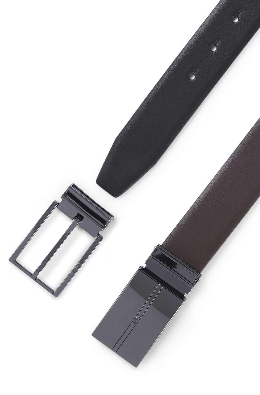 Boss Reversible Italian-leather belt with interchangeable buckles