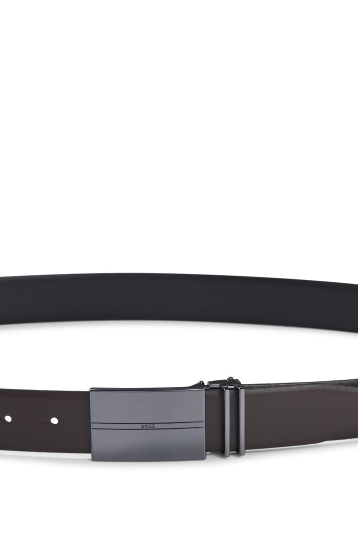 Boss Reversible Italian-leather belt with interchangeable buckles