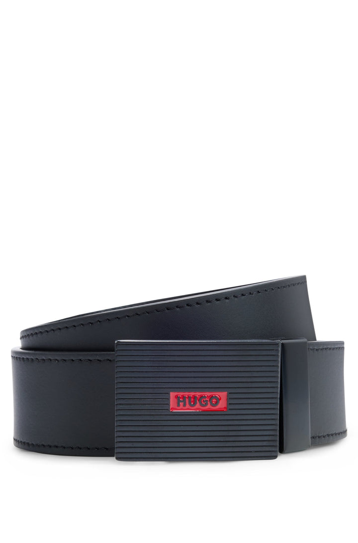 Hugo Italian-leather reversible belt with plaque buckle