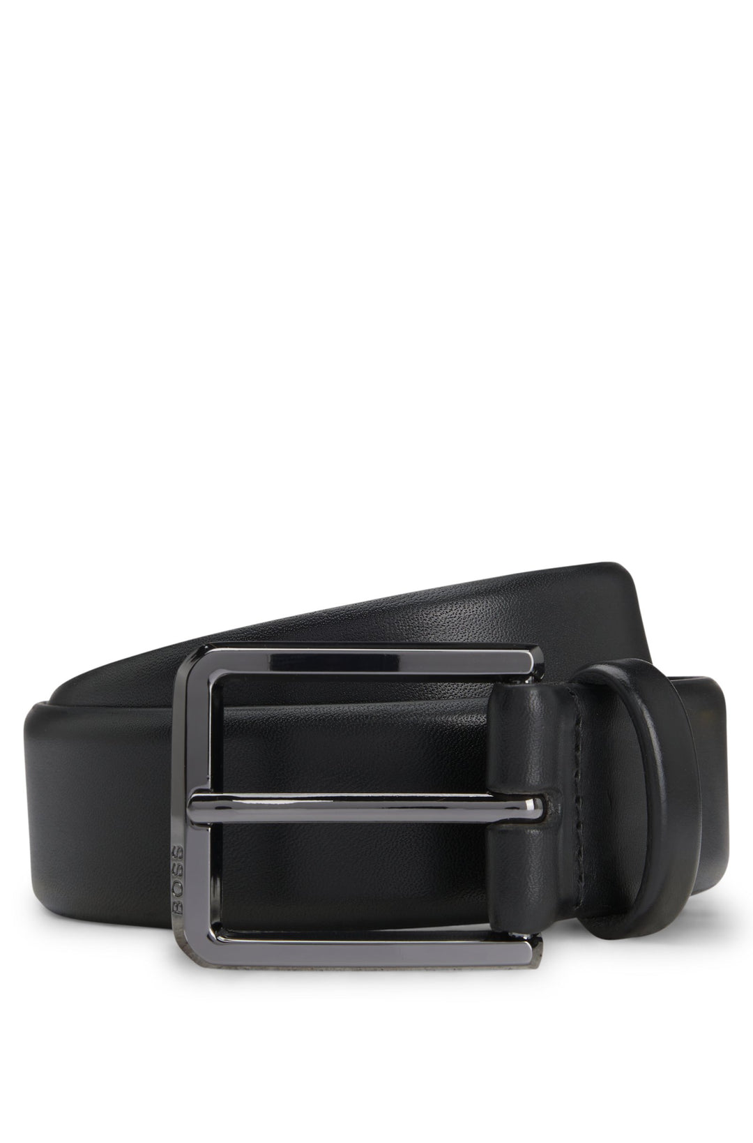 Boss Italian-leather belt with polished gunmetal buckle