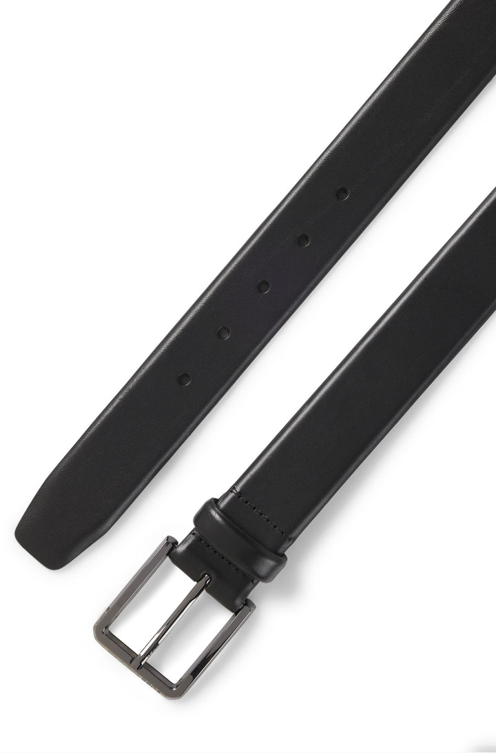 Boss Italian-leather belt with polished gunmetal buckle