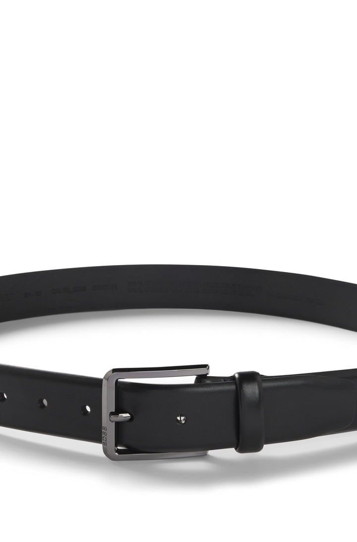 Boss Italian-leather belt with polished gunmetal buckle