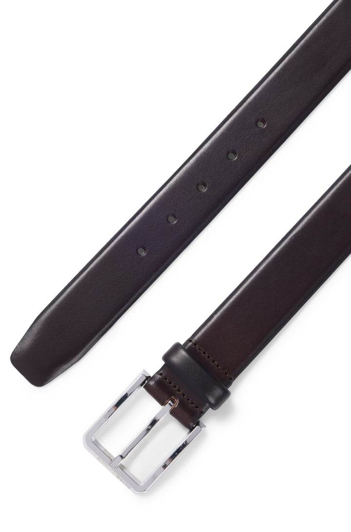 Boss Italian-leather belt with polished gunmetal buckle