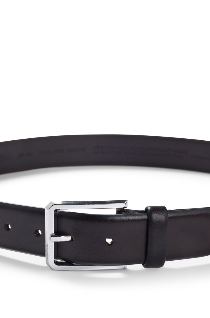 Boss Italian-leather belt with polished gunmetal buckle
