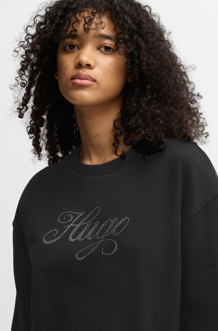 HUGO OVERSIZE-FIT SWEATSHIRT IN COTTON TERRY WITH LOGO ARTWORK