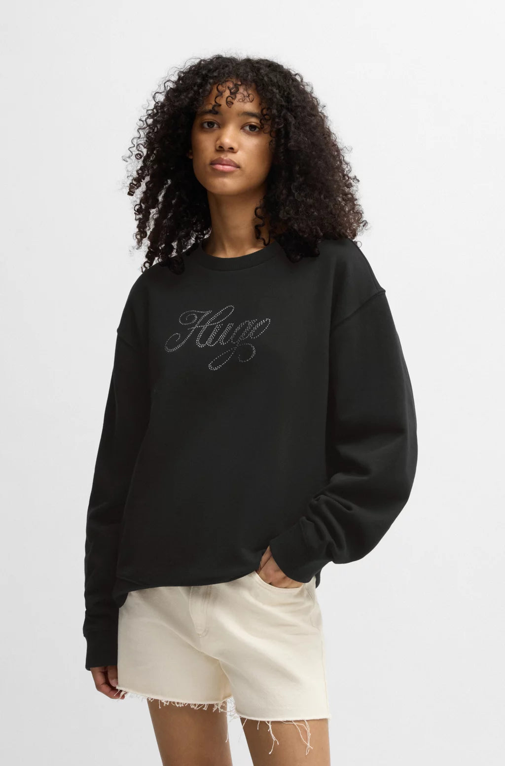 HUGO OVERSIZE-FIT SWEATSHIRT IN COTTON TERRY WITH LOGO ARTWORK