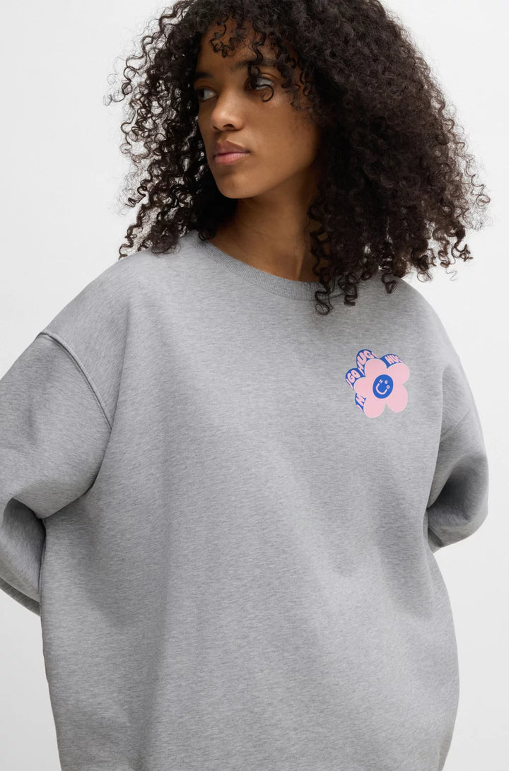 HUGO OVERSIZE-FIT SWEATSHIRT IN COTTON TERRY WITH LOGO ARTWORK