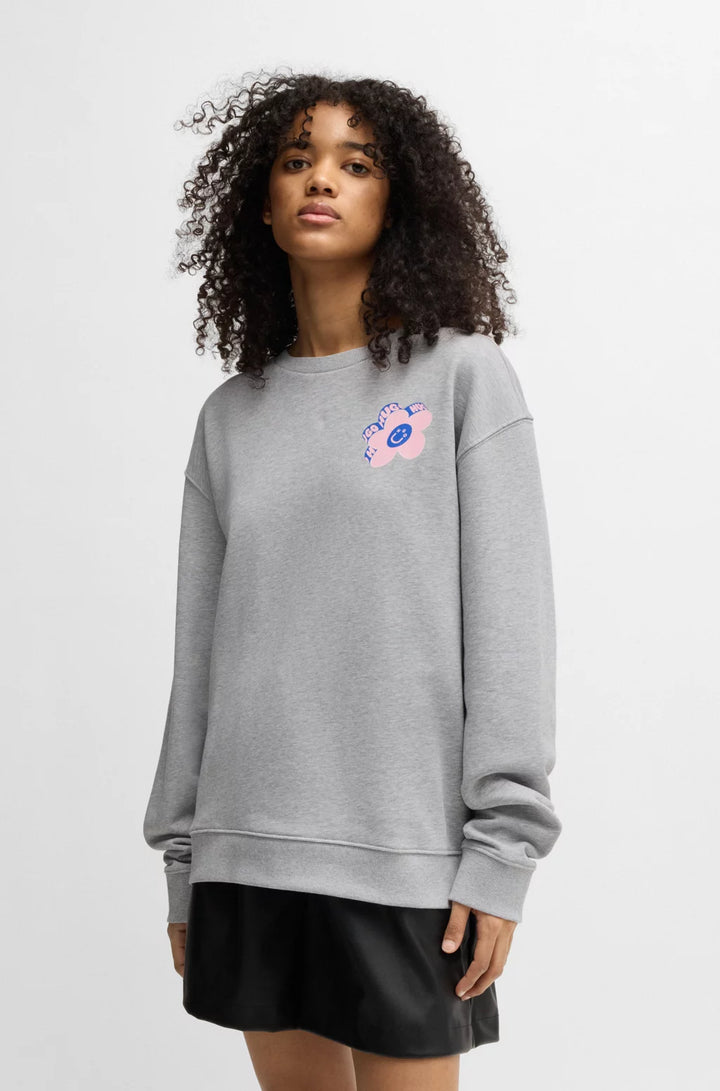HUGO OVERSIZE-FIT SWEATSHIRT IN COTTON TERRY WITH LOGO ARTWORK