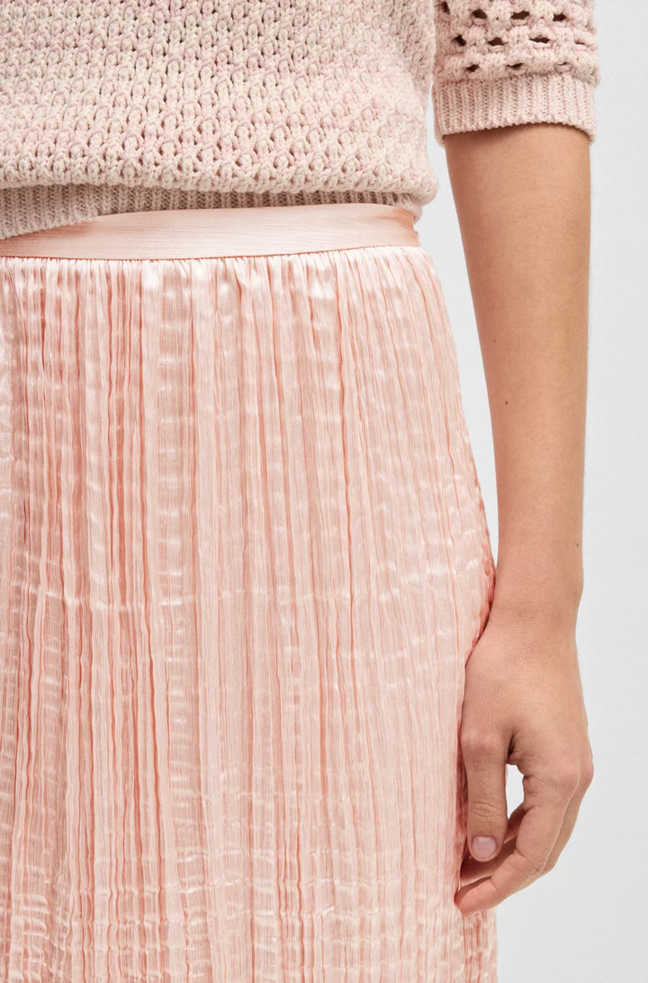 BOSS CRINKLE-PLISSÉ SKIRT WITH TONAL WAISTBAND