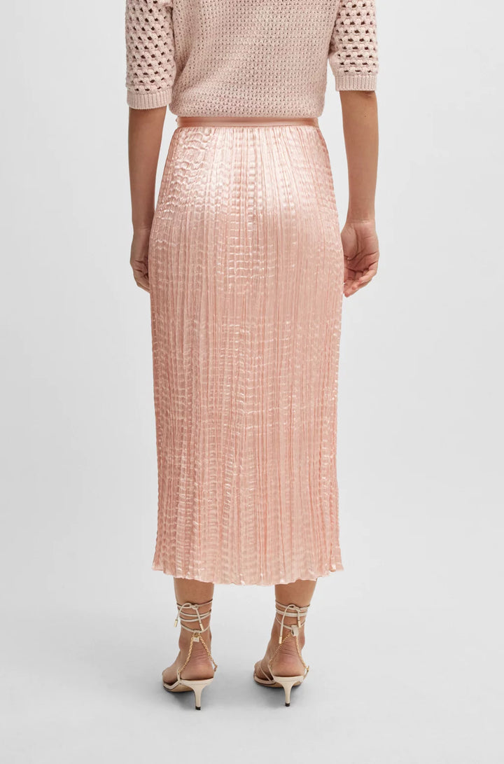 BOSS CRINKLE-PLISSÉ SKIRT WITH TONAL WAISTBAND