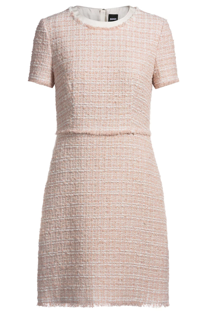 BOSS TWEED DRESS WITH STRETCH-COTTON TRIMS