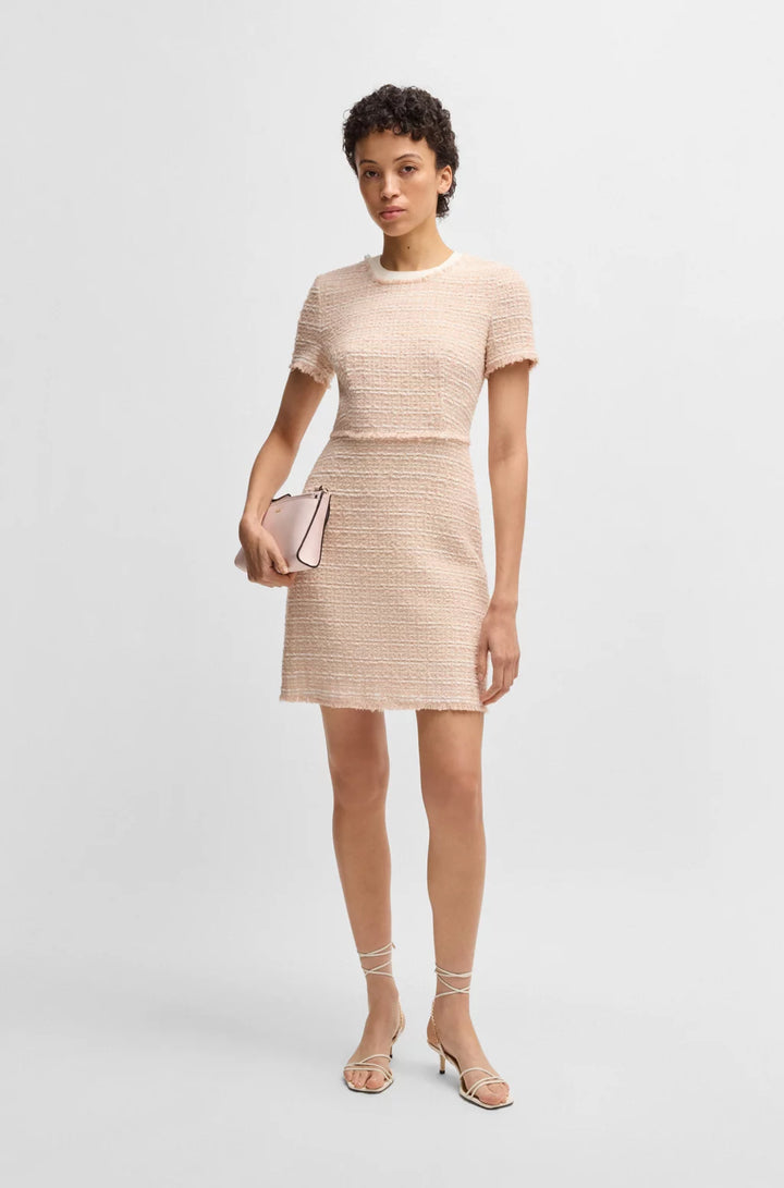 BOSS TWEED DRESS WITH STRETCH-COTTON TRIMS