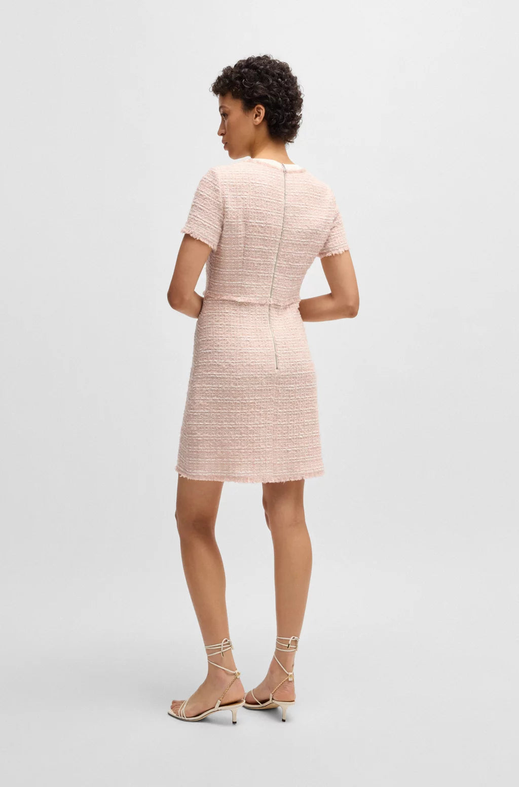 BOSS TWEED DRESS WITH STRETCH-COTTON TRIMS