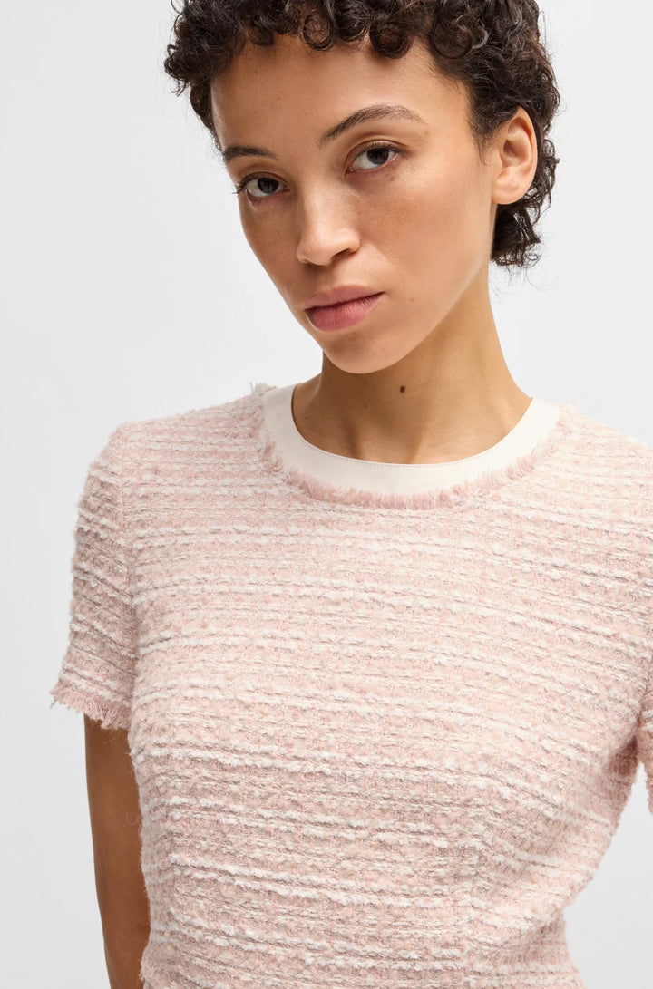 BOSS TWEED DRESS WITH STRETCH-COTTON TRIMS