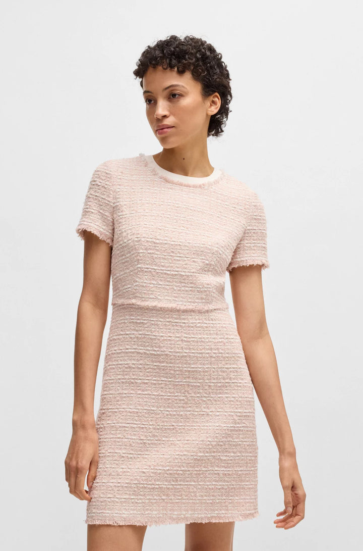 BOSS TWEED DRESS WITH STRETCH-COTTON TRIMS
