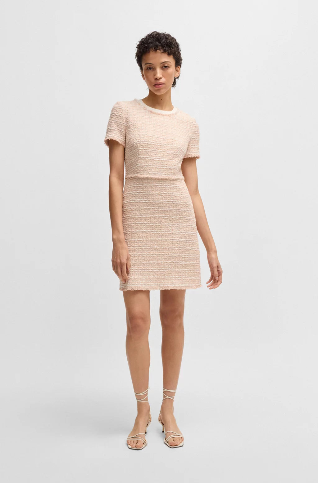 BOSS TWEED DRESS WITH STRETCH-COTTON TRIMS