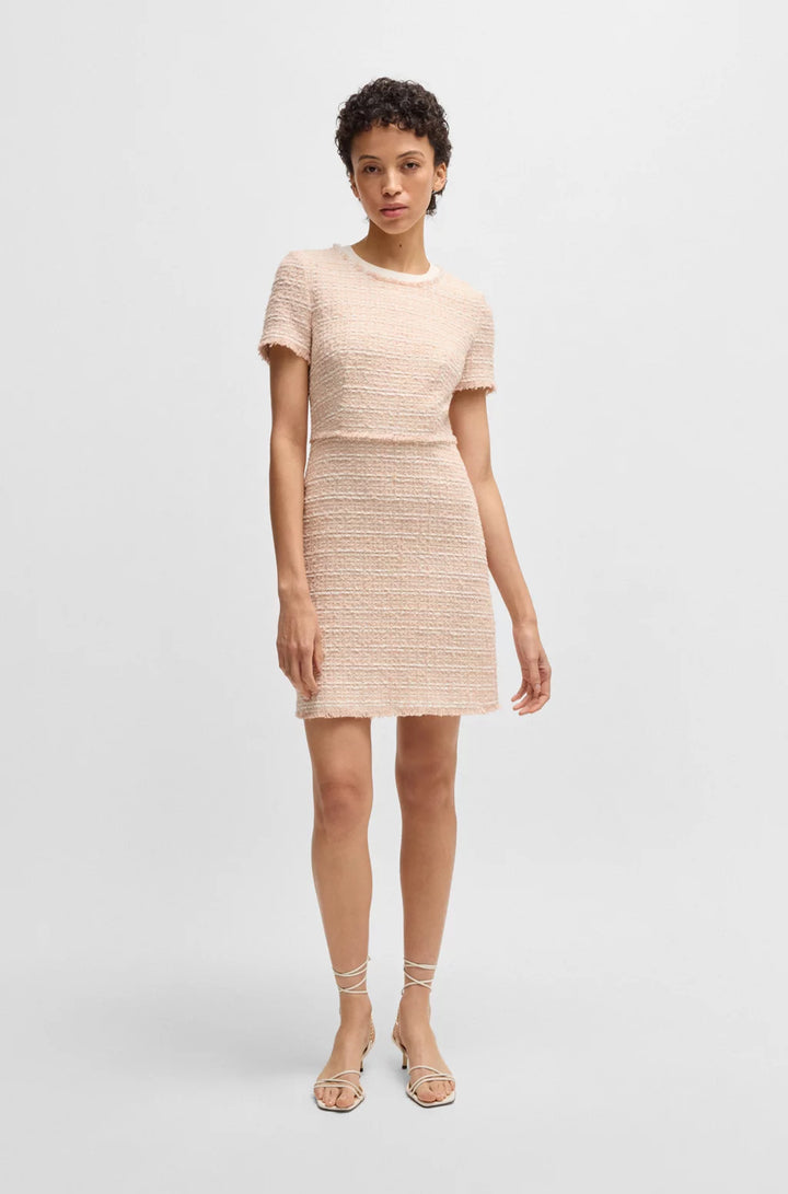 BOSS TWEED DRESS WITH STRETCH-COTTON TRIMS