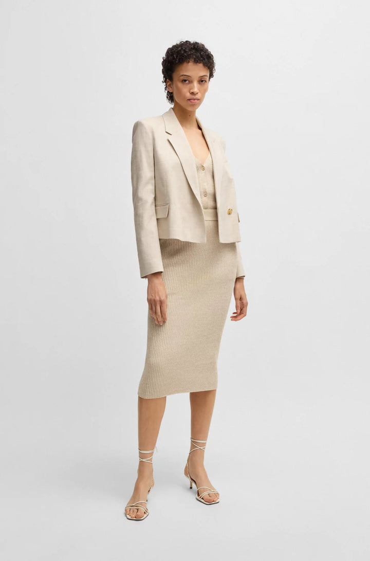 BOSS REGULAR-FIT BLAZER IN MELANGE STRETCH FABRIC